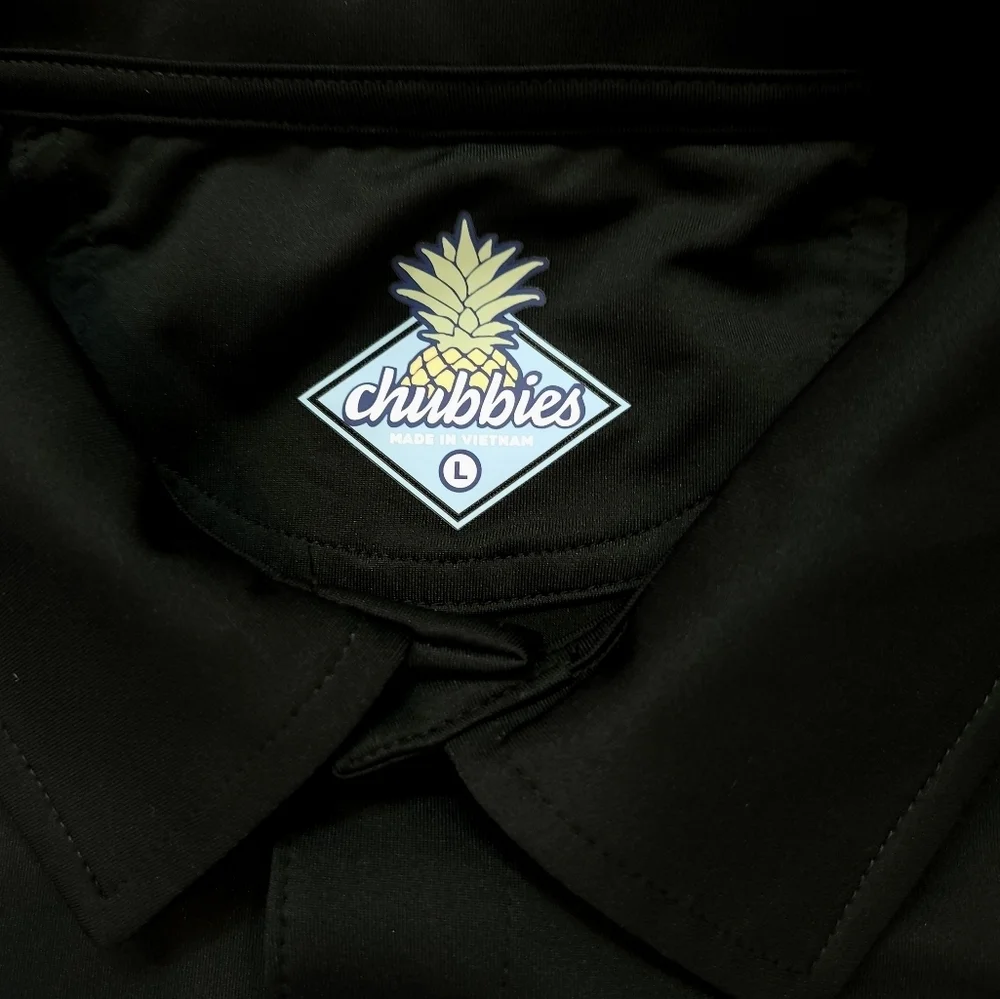 Chubbies Mens Performance Polo Shirt Size Large Parrot Logo Black Golf - Picture 3 of 8